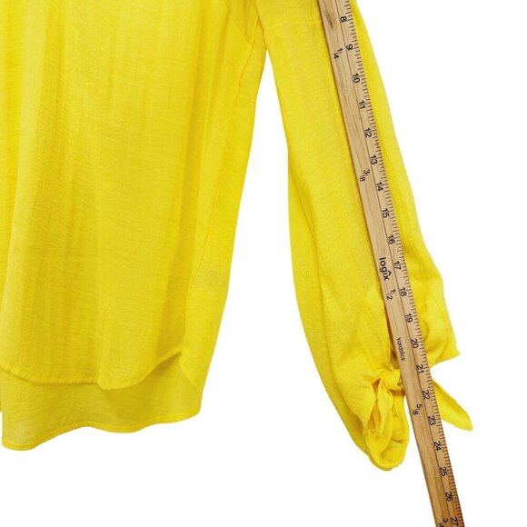 Maeve By Anthropologie Womens Yellow V-Neck Blouse With Bow Sleeves Size Small - Picture 7 of 12
